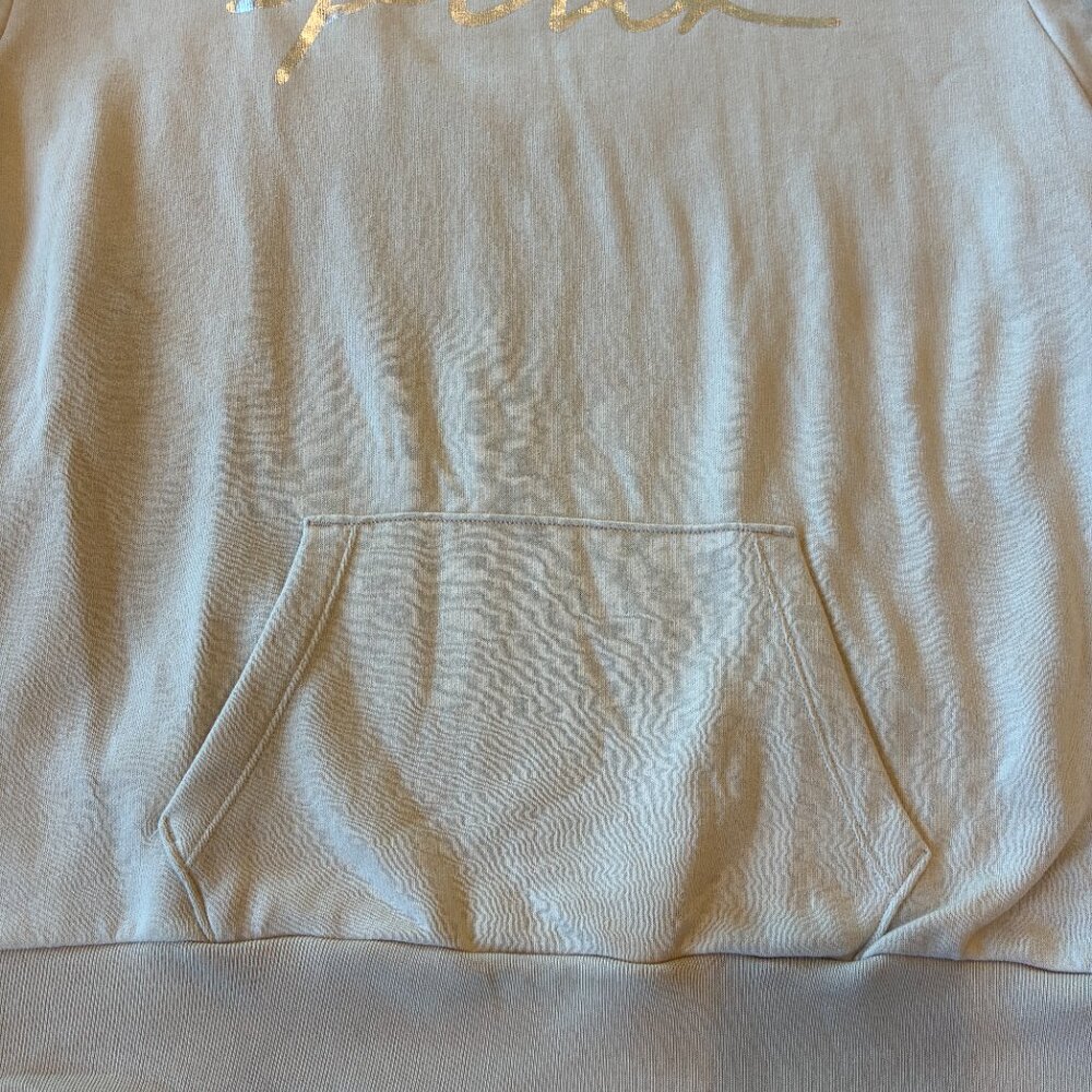 Victoria's Secret Pink Tan/Cream Silver Hoodie Sweatshirt Oversized - Picture 4 of 7